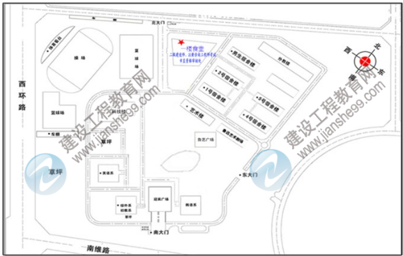 2014鹽城二級建造師報(bào)名市直審核點(diǎn)（鹽城高等師范學(xué)校）線路圖 