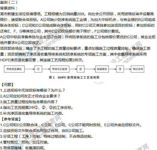 2014年一級(jí)建造師市政工程試題及答案(案例二)