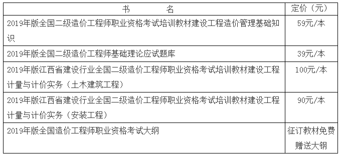 2019年版江西省建設(shè)行業(yè)全國二級造價工程師職業(yè)資格考試培訓(xùn)教材